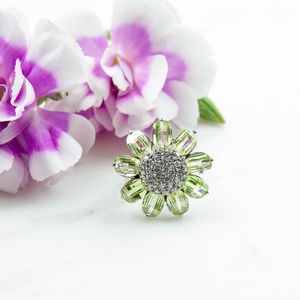 Cubic Zirconia Sunflower Cocktail Ring